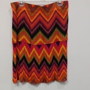 Vintage Retro Multicolor Chevron Pleated Skirt
